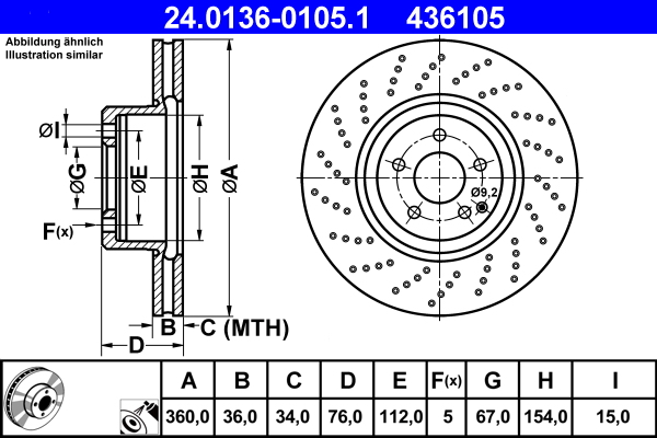 ATE 24.0136-0105.1 Bremsscheibe