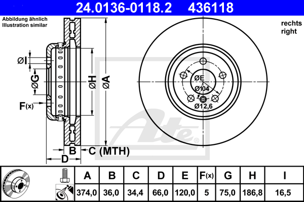 ATE 24.0136-0118.2 Brzdový...