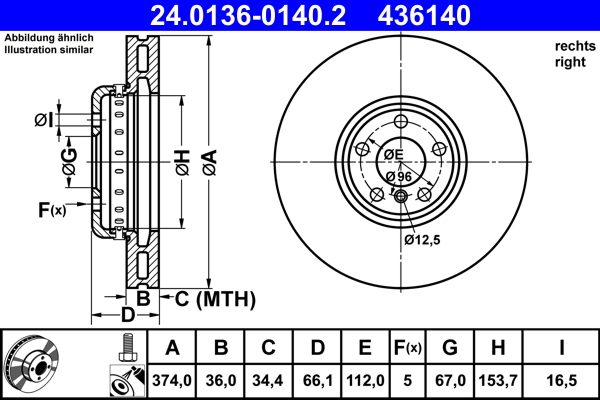 ATE 24.0136-0140.2 Bremsscheibe
