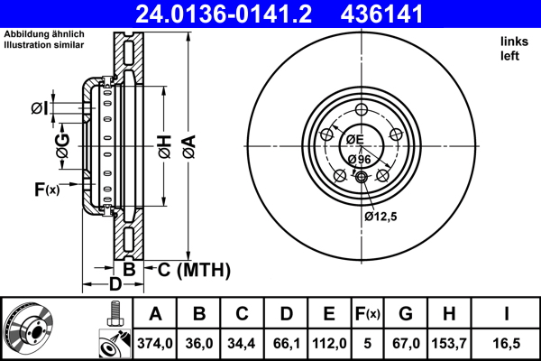 ATE 24.0136-0141.2 Bremsscheibe