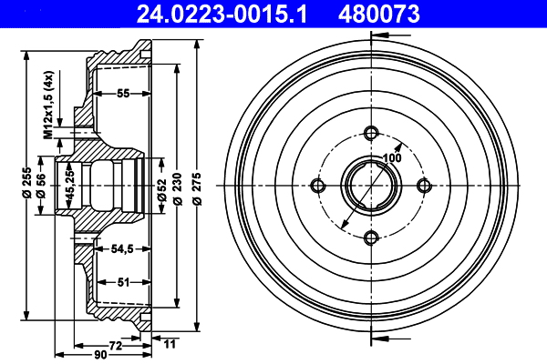 ATE 24.0223-0015.1 Bremstrommel