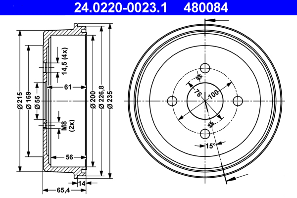 ATE 24.0220-0023.1 Bremstrommel