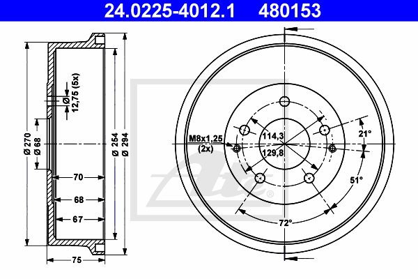 ATE 24.0225-4012.1 Tamburo freno-Tamburo freno-Ricambi Euro