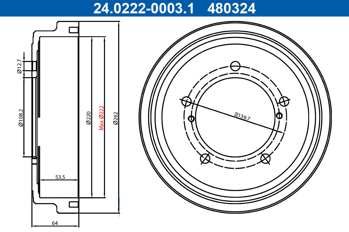ATE 24.0222-0003.1 Brake...
