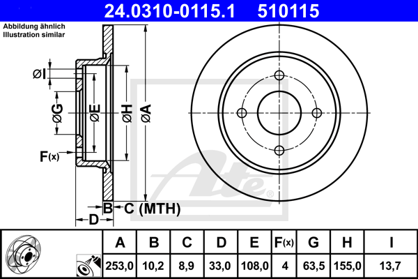 ATE 24.0310-0115.1 Discofreno-Discofreno-Ricambi Euro