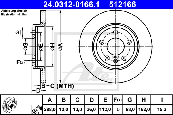 ATE 24.0312-0166.1 Discofreno-Discofreno-Ricambi Euro