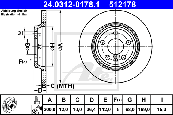 ATE 24.0312-0178.1 Discofreno-Discofreno-Ricambi Euro