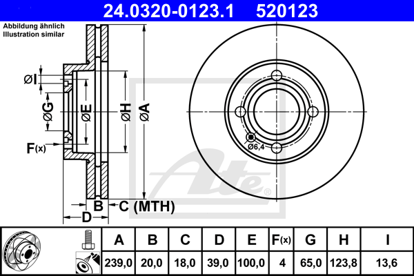 ATE 24.0320-0123.1 Discofreno-Discofreno-Ricambi Euro