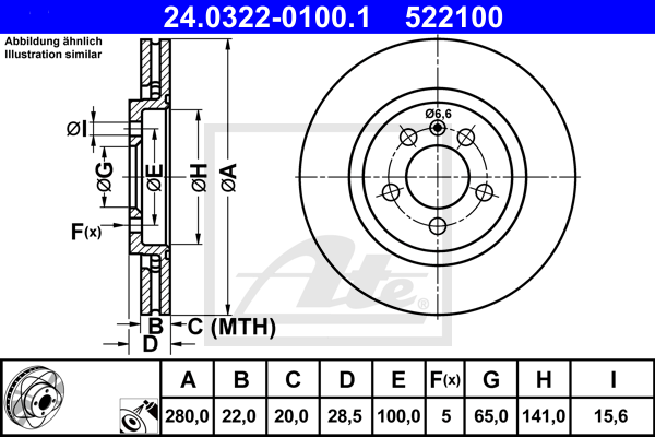 ATE 24.0322-0100.1 Discofreno-Discofreno-Ricambi Euro