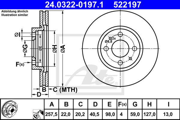 ATE 24.0322-0197.1 Discofreno-Discofreno-Ricambi Euro