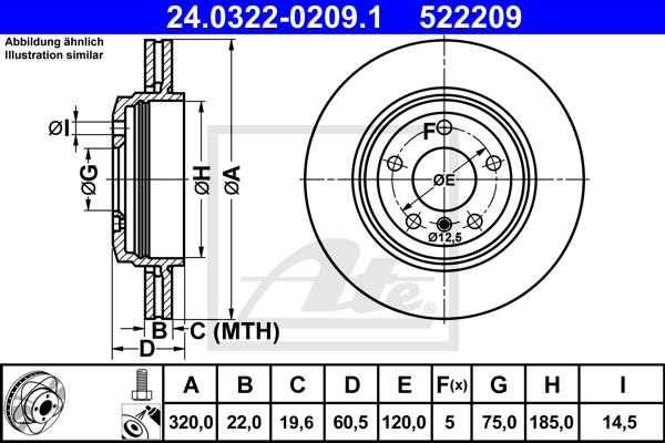 ATE 24.0322-0209.1 Discofreno-Discofreno-Ricambi Euro