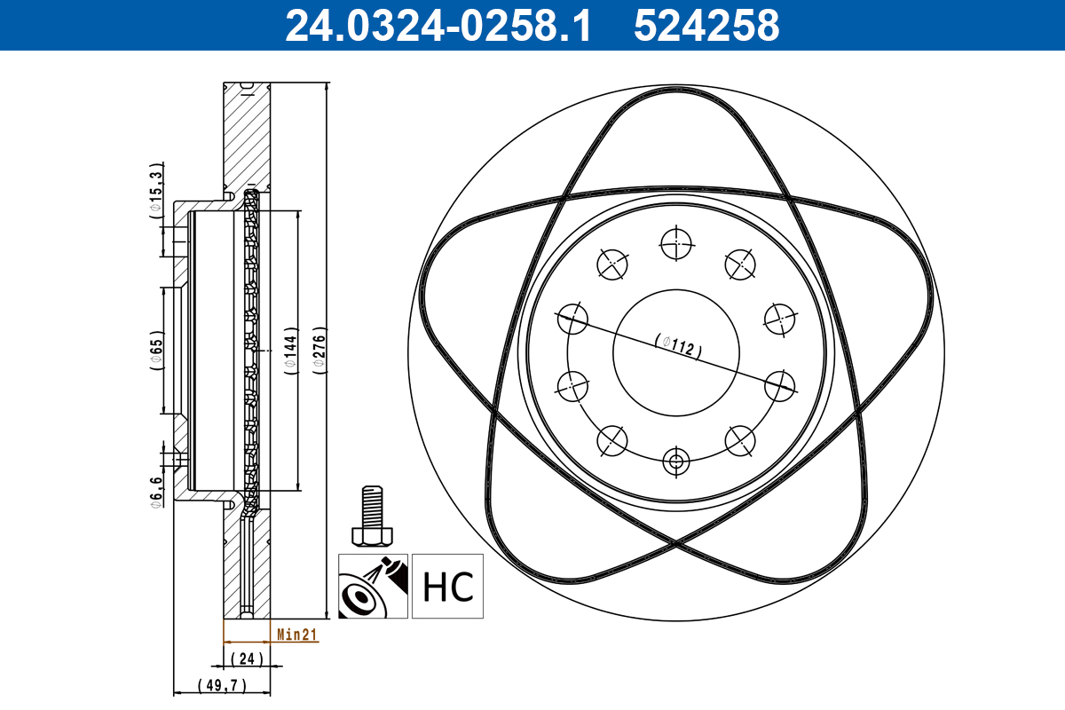 ATE 24.0324-0258.1 PowerDisc Bremsscheibe