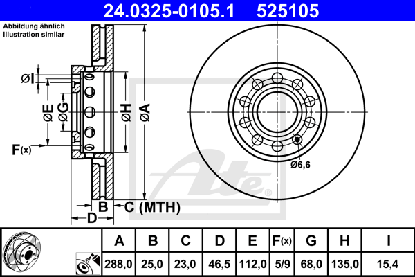 ATE 24.0325-0105.1 Discofreno-Discofreno-Ricambi Euro