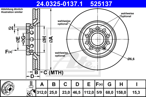 ATE 24.0325-0137.1 Discofreno-Discofreno-Ricambi Euro