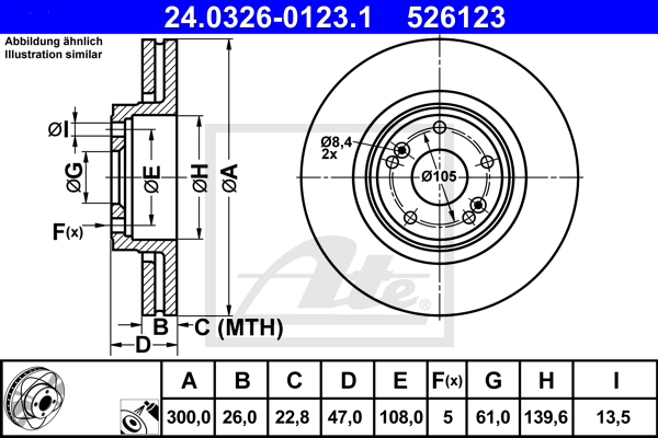 ATE 24.0326-0123.1 Discofreno-Discofreno-Ricambi Euro