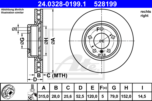 ATE 24.0328-0199.1 Discofreno-Discofreno-Ricambi Euro