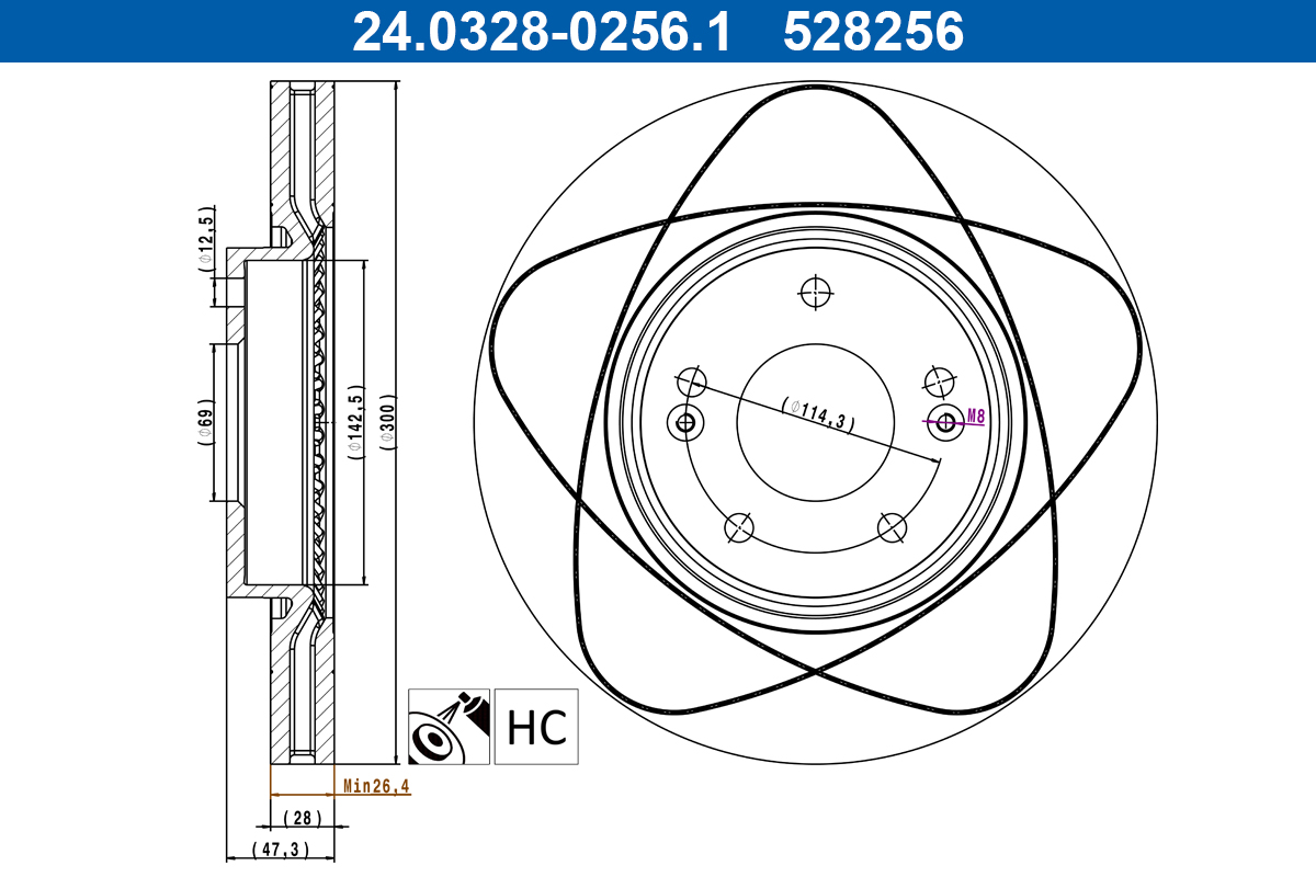 ATE 24.0328-0256.1 PowerDisc Bremsscheibe