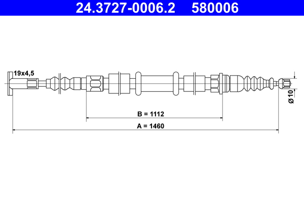ATE 24.3727-0006.2 huzal, rögzítőfék ALFA ROMEO FIAT LANCIA