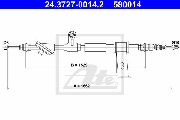 ATE 24.3727-0014.2 Cavo comando, Freno stazionamento-Cavo comando, Freno stazionamento-Ricambi Euro