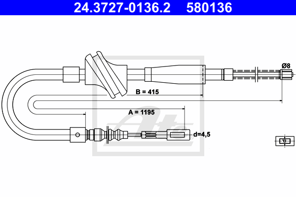 ATE 24.3727-0136.2 Cavo comando, Freno stazionamento-Cavo comando, Freno stazionamento-Ricambi Euro