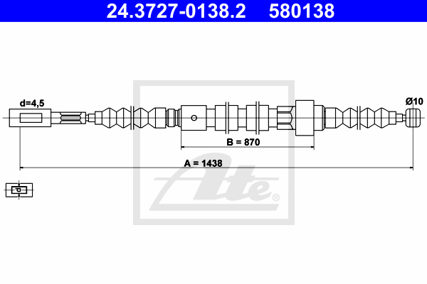 ATE 24.3727-0138.2 Cavo comando, Freno stazionamento