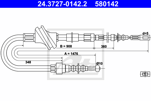 ATE 24.3727-0142.2 Cavo comando, Freno stazionamento