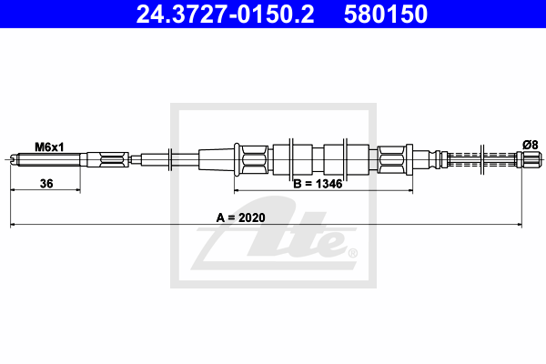 ATE 24.3727-0150.2 Cavo comando, Freno stazionamento-Cavo comando, Freno stazionamento-Ricambi Euro