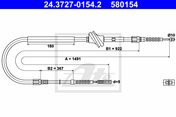 ATE 24.3727-0154.2 Cavo comando, Freno stazionamento