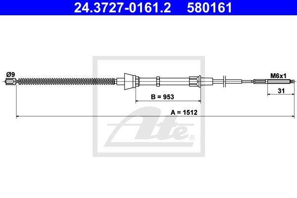 ATE 24.3727-0161.2 Cavo comando, Freno stazionamento