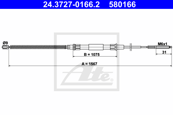 ATE 24.3727-0166.2 Cavo comando, Freno stazionamento-Cavo comando, Freno stazionamento-Ricambi Euro