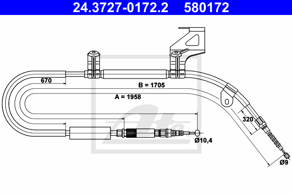 ATE 24.3727-0172.2 Cavo comando, Freno stazionamento