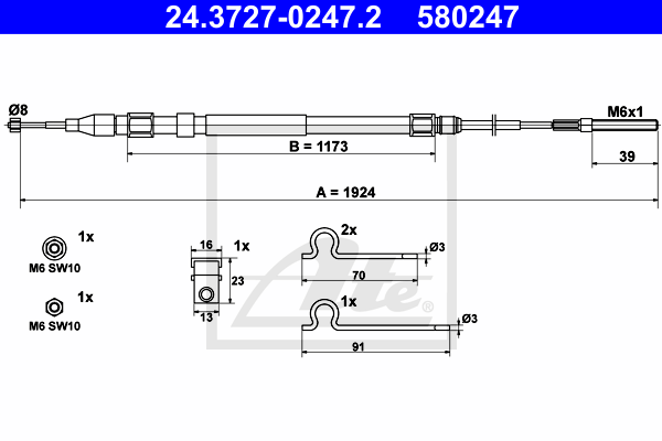 ATE 24.3727-0247.2 Seilzug,...