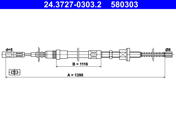 ATE 24.3727-0303.2 Seilzug, Feststellbremse