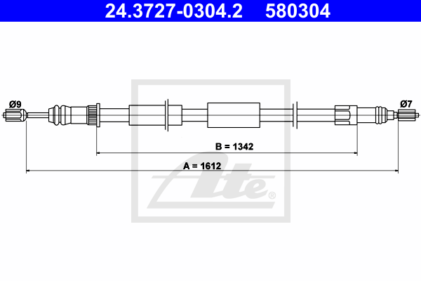 ATE 24.3727-0304.2 Cavo comando, Freno stazionamento-Cavo comando, Freno stazionamento-Ricambi Euro