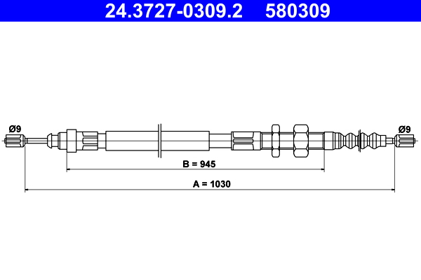 ATE 24.3727-0309.2 Seilzug, Feststellbremse