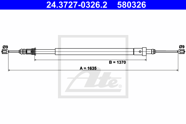 ATE 24.3727-0326.2 Cavo comando, Freno stazionamento-Cavo comando, Freno stazionamento-Ricambi Euro