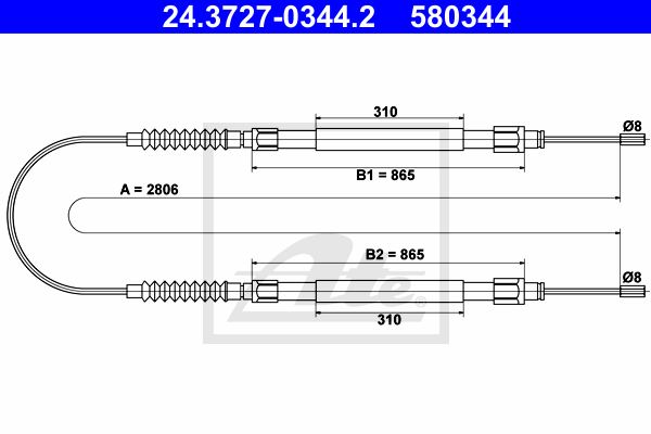 ATE 24.3727-0344.2 Cavo comando, Freno stazionamento