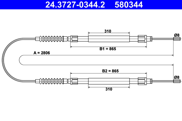 ATE 24.3727-0344.2 Seilzug, Feststellbremse