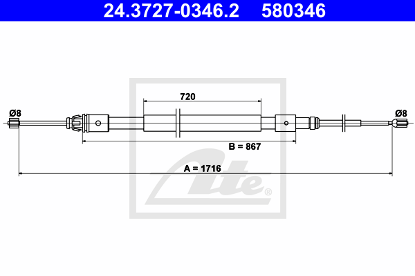 ATE 24.3727-0346.2 Cavo comando, Freno stazionamento