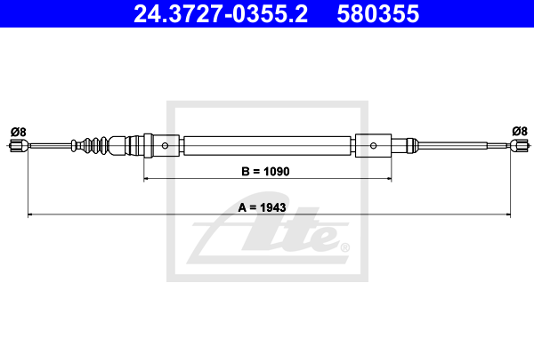 ATE 24.3727-0355.2 Cavo comando, Freno stazionamento