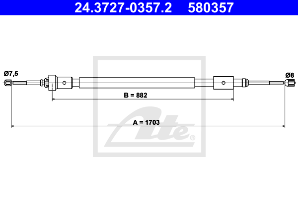 ATE 24.3727-0357.2 Cavo comando, Freno stazionamento