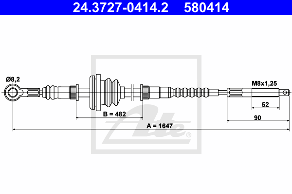 ATE 24.3727-0414.2 Cavo comando, Freno stazionamento-Cavo comando, Freno stazionamento-Ricambi Euro