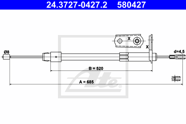 ATE 24.3727-0427.2 Cavo comando, Freno stazionamento-Cavo comando, Freno stazionamento-Ricambi Euro