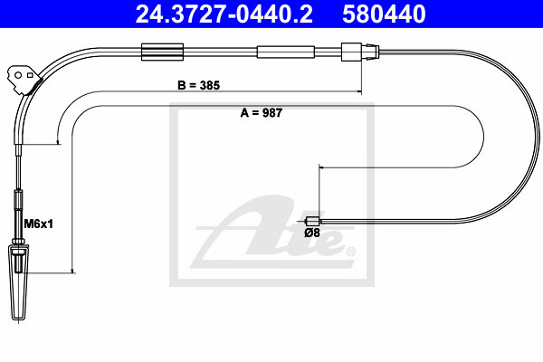 ATE 24.3727-0440.2 Cavo comando, Freno stazionamento