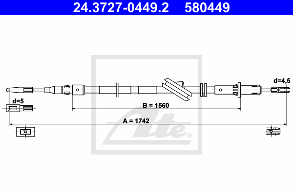 ATE 24.3727-0449.2 Cavo comando, Freno stazionamento