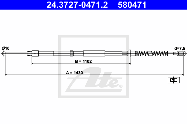 ATE 24.3727-0471.2 Cavo comando, Freno stazionamento