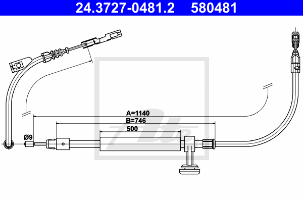 ATE 24.3727-0481.2 Cavo comando, Freno stazionamento