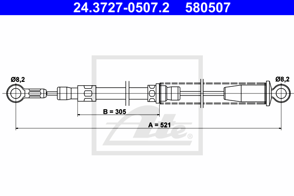 ATE 24.3727-0507.2 Cavo comando, Freno stazionamento-Cavo comando, Freno stazionamento-Ricambi Euro