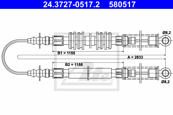 ATE 24.3727-0517.2 Cavo comando, Freno stazionamento-Cavo comando, Freno stazionamento-Ricambi Euro