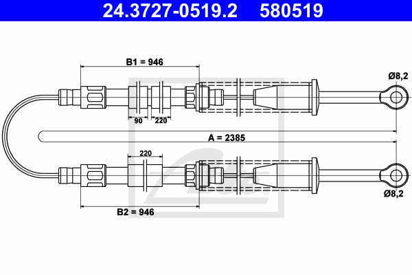 ATE 24.3727-0519.2 Cavo comando, Freno stazionamento